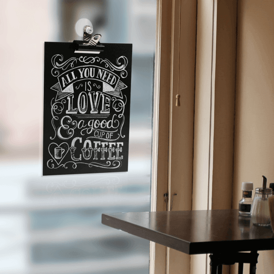 Chalkboard Window Display with Bulldog Clip