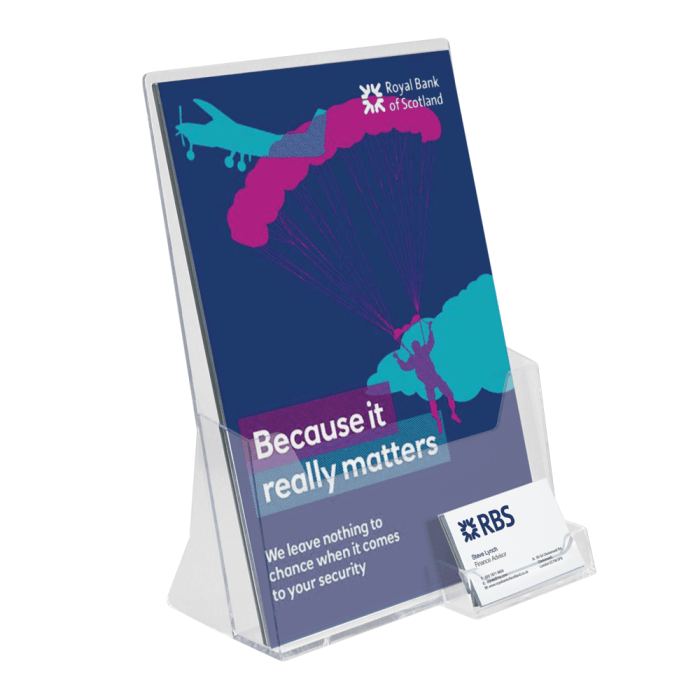 Leaflet Holder with a Business Card Pocket