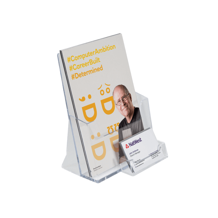 Leaflet Holder with a Business Card Pocket