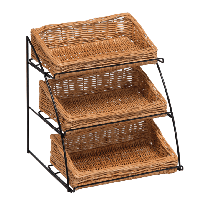 Countertop Three Tier Wicker Basket Stand