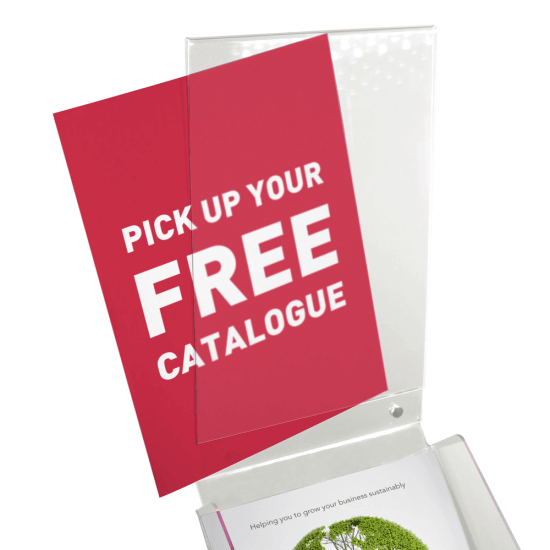 Free Standing A4 Catalogue Holder with Optional Header