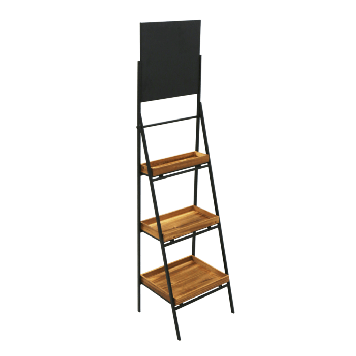 Folding Ladder Shelf Stand With Chalkboard Header