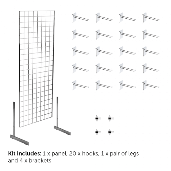 Single Sided Gridwall Display Kit with Hooks