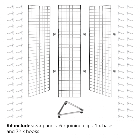 Three Sided Gridwall Stand with Hooks