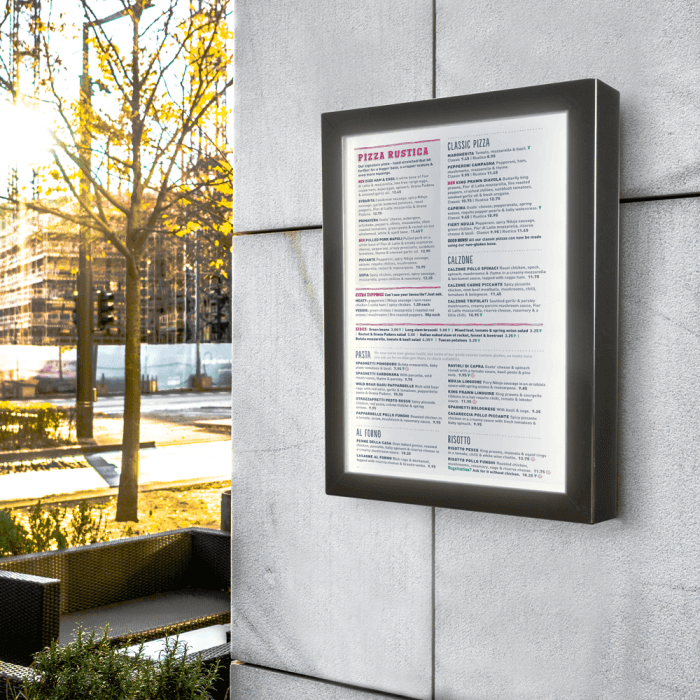 LED Menu Display Board 4 x A4 Sheets