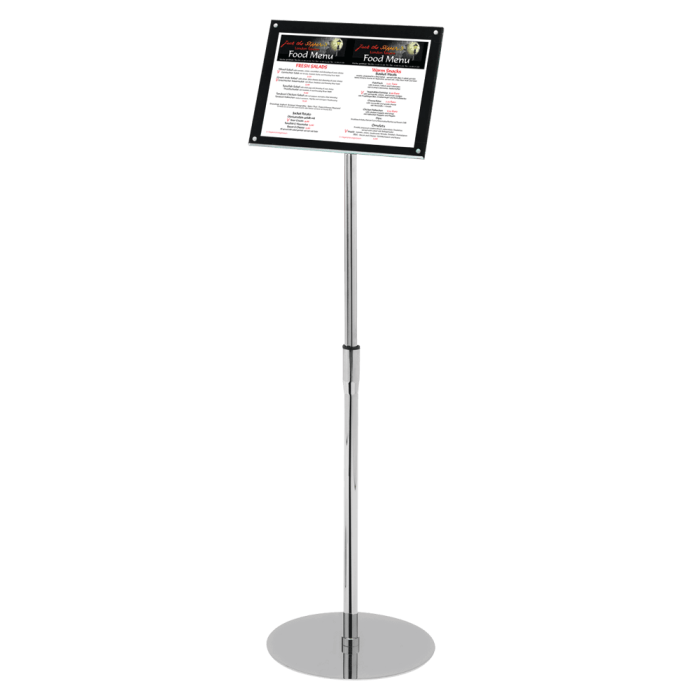 Chrome & Acrylic Floor Standing Poster Holder