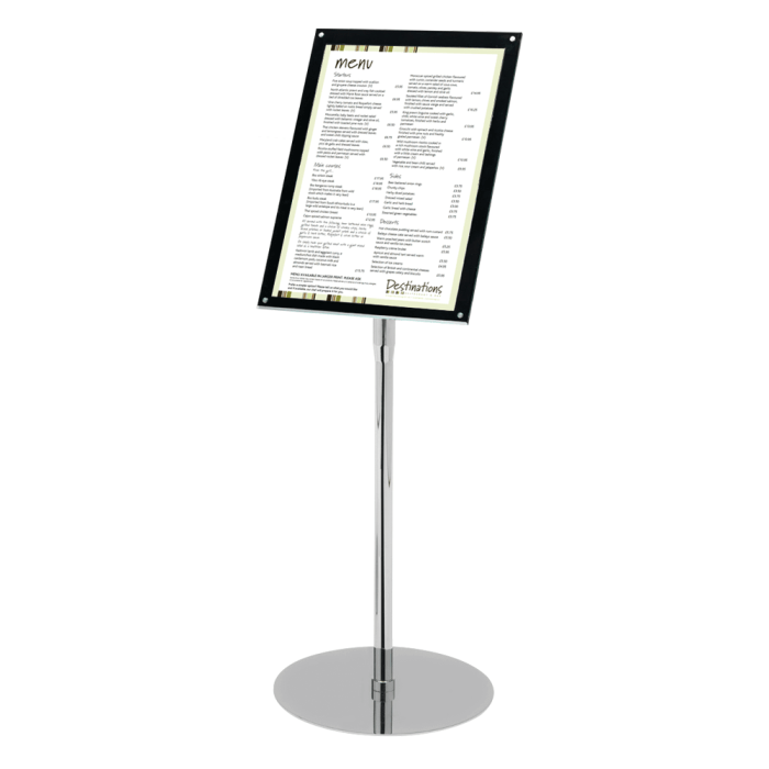Chrome & Acrylic Floor Standing Poster Holder