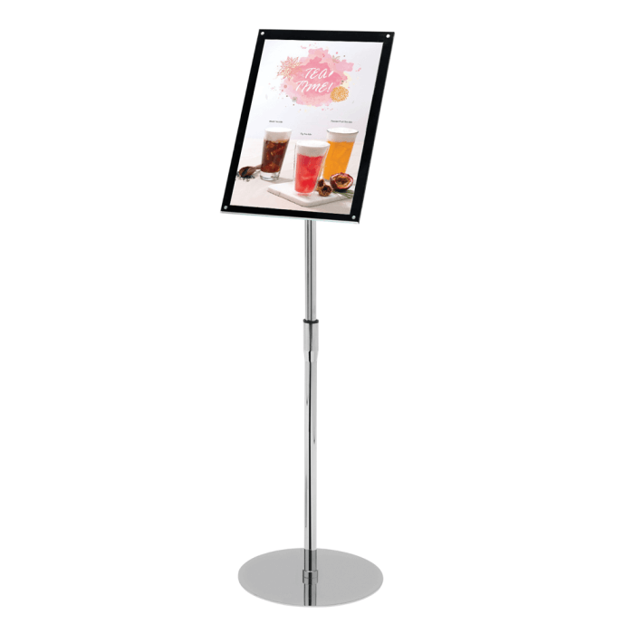 Chrome & Acrylic Floor Standing Poster Holder