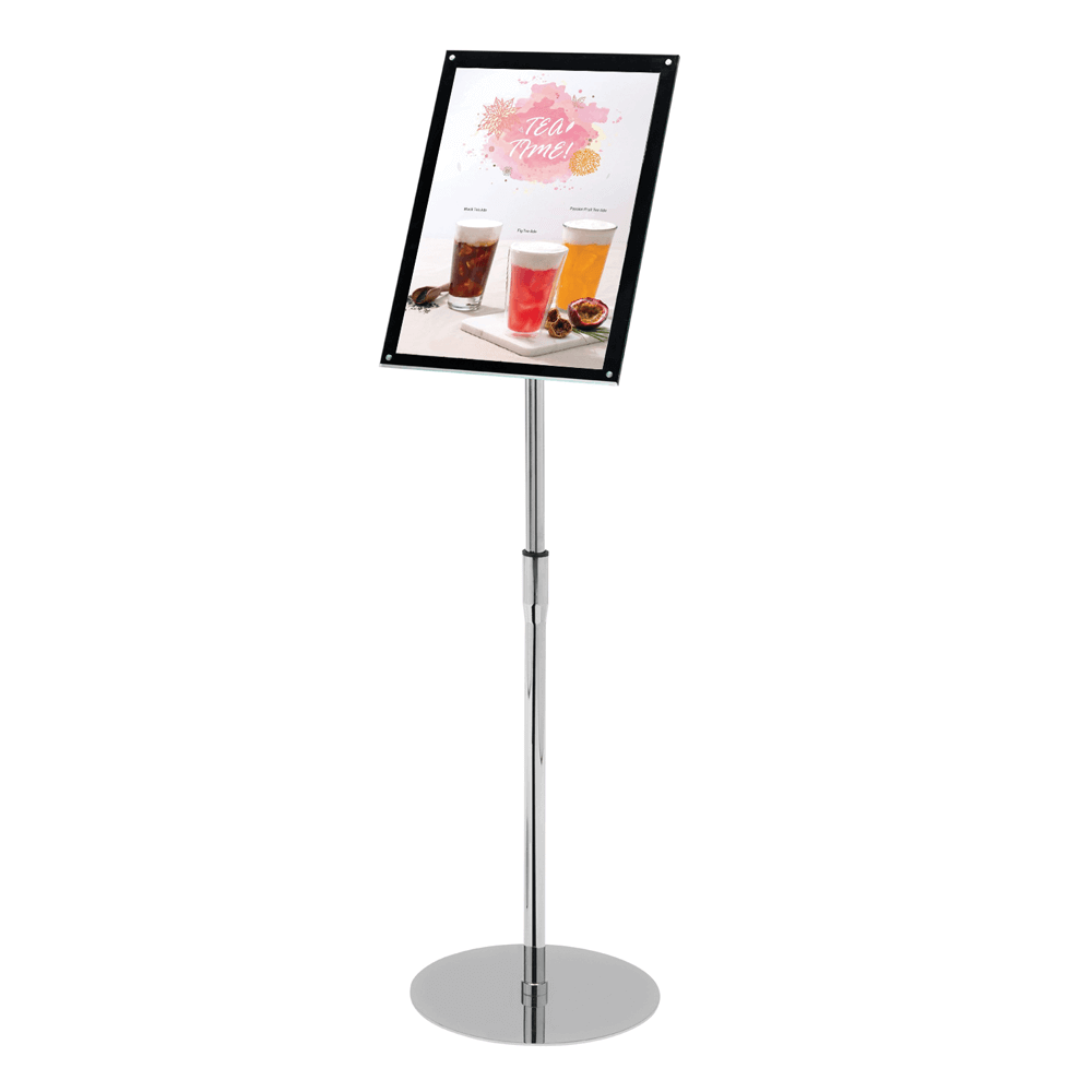 Chrome & Acrylic Floor Standing Poster Holder