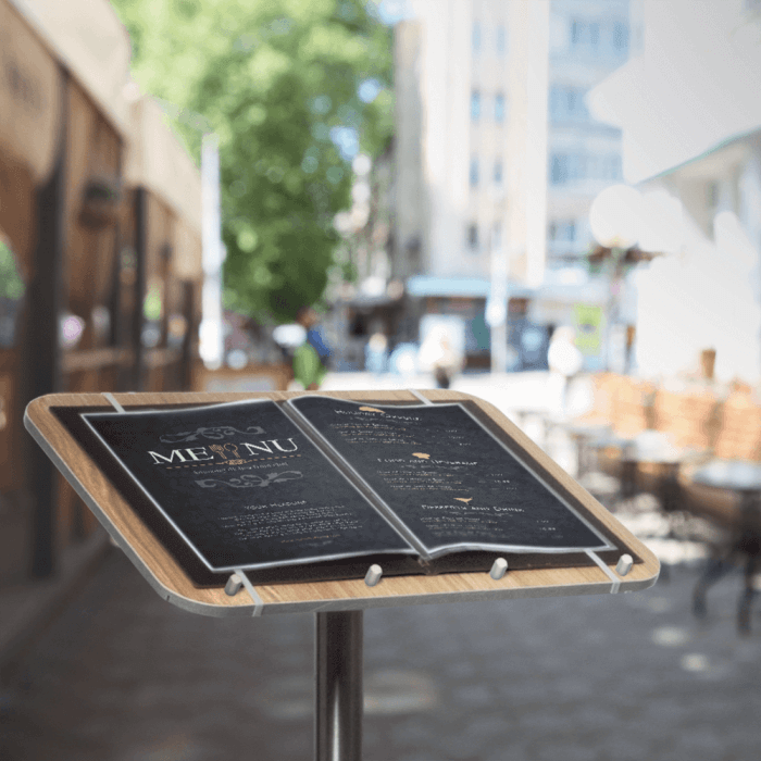 Floor Standing Stainless Steel Menu Stand