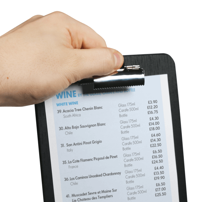Wooden Wine List Clipboard