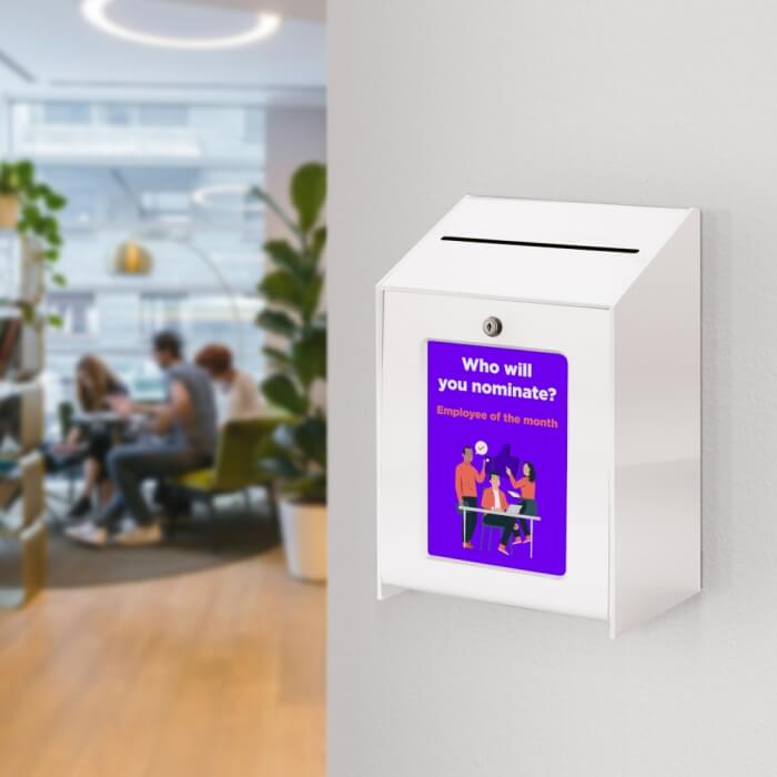 White Lockable Suggestion Box