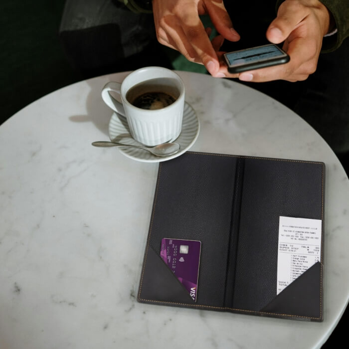 Contemporary Faux Leather Bill Presenter