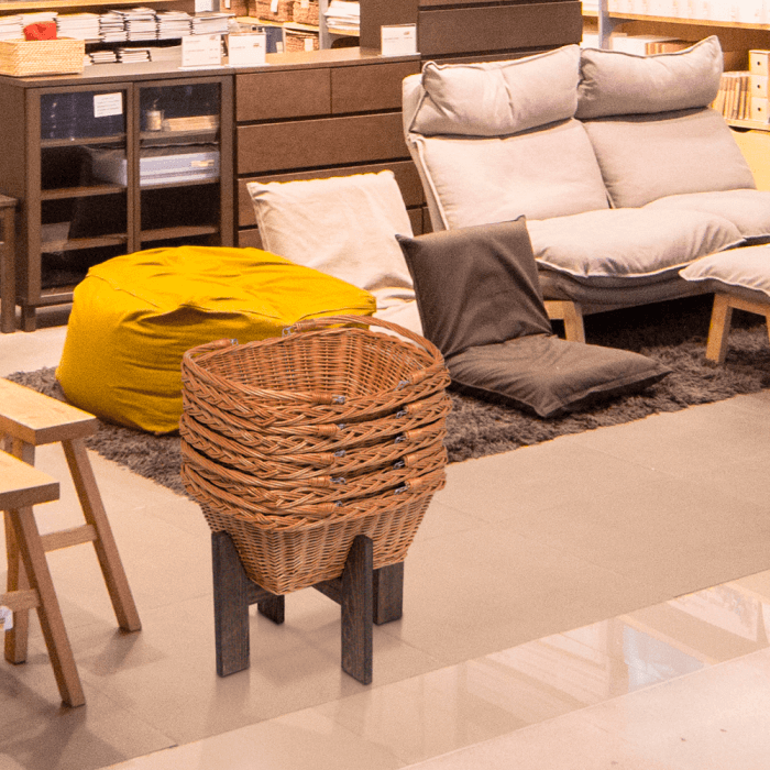 Wicker Shopping Baskets with Folding Handles