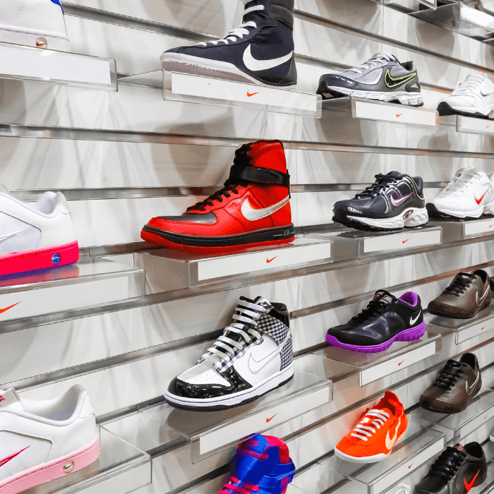 Slatwall Shoe Shelf with Ticket Holder