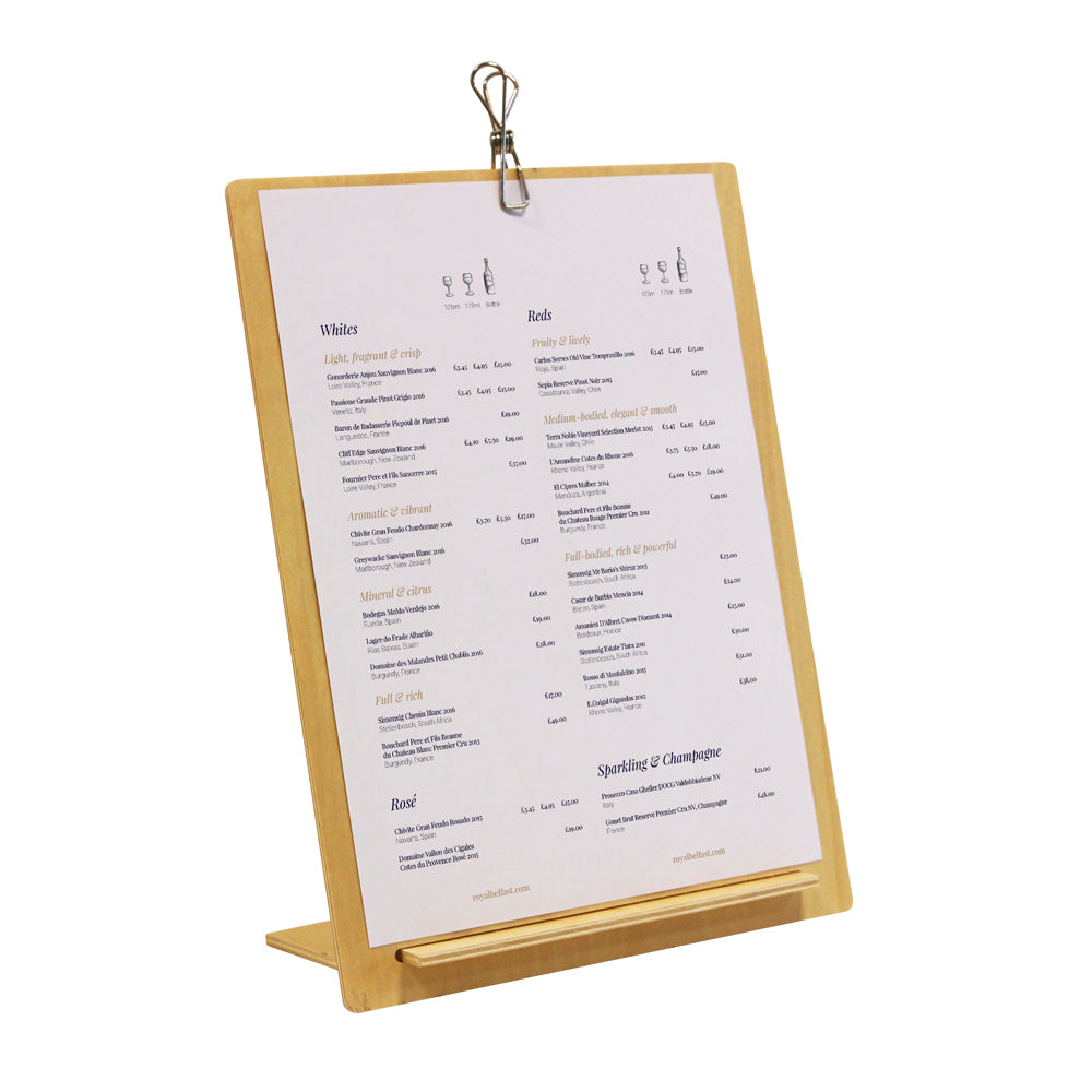 Wooden Menu Holder with Clip