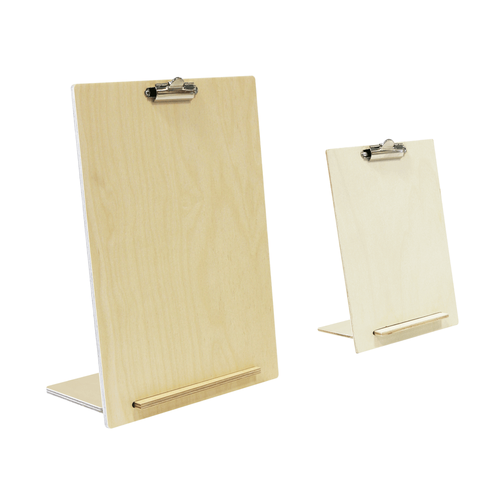 Wooden Menu Display Stand with Bulldog Clip