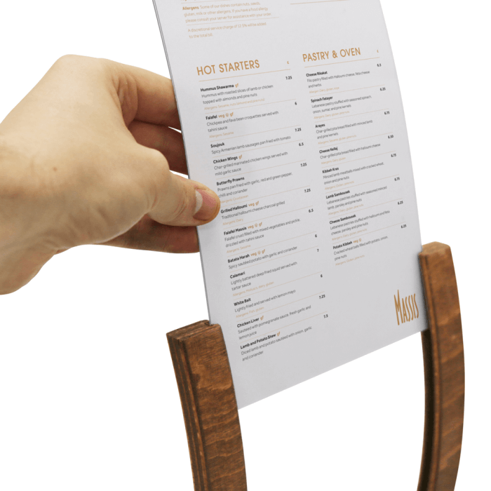 Curved Wooden Menu Sign Holder