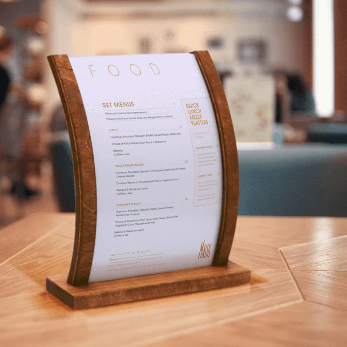 Curved Wooden Menu Sign Holder