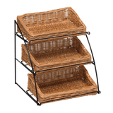 Countertop Three Tier Wicker Basket Stand