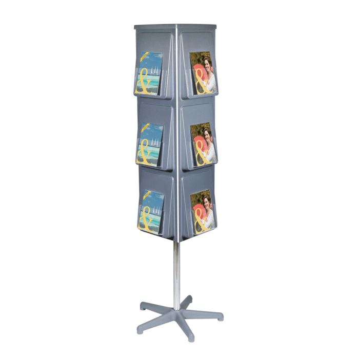 Rotating Tri Flyer Display Rotating Brochure Display Stand – VisualDisplays