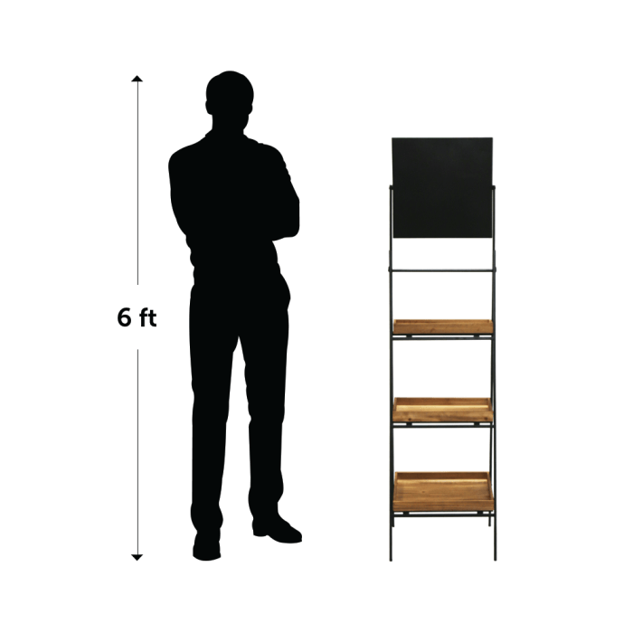 Folding Ladder Shelf Stand With Chalkboard Header