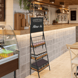 Folding Ladder Shelf Stand With Chalkboard Header