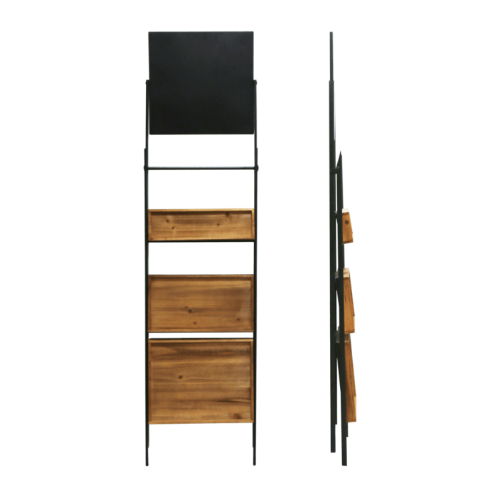 Folding Ladder Shelf Stand With Chalkboard Header