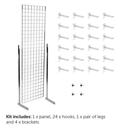 Single Sided Gridwall Display Kit with Hooks