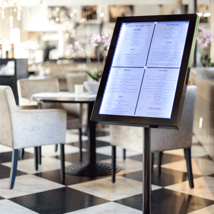 Pyramid Menu Display LED Menu Display Board 4 x A4 Sheets – VisualDisplays