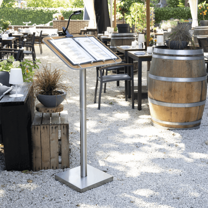 Restu Stand Floor Standing Stainless Steel Menu Stand – VisualDisplays