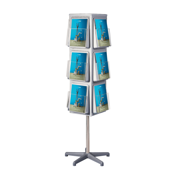 Rotating Tri Flyer Display Rotating Brochure Display Stand – VisualDisplays