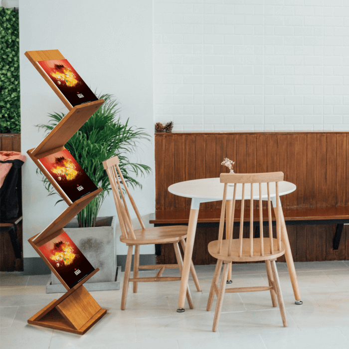 Zig Zag Wooden Leaflet Display Stand